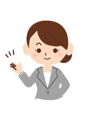 案内するビジネスパーソンのイラスト　スーツの女性のシンプルなイラスト
