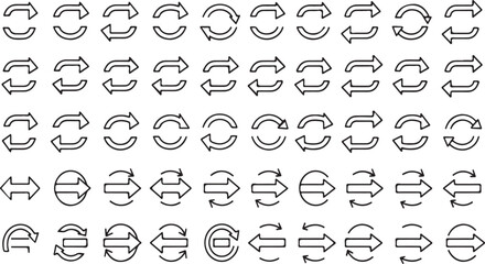 Fototapeta premium Collection of 60 hand-drawn arrow icons for business and design applications vector