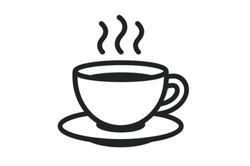 Obraz premium Coffee cup minimal line icon. Steaming hot beverage symbol for web, logo, and graphic design. Vector illustration of tea, espresso, or cappuccino for a cafe menu concept.