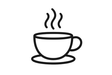 Obraz premium Coffee cup line icon. Simple vector symbol of a mug with steam. Hot drink illustration for cafe menu, coffee shop. Minimal logo design element for web, app. Black pictogram.