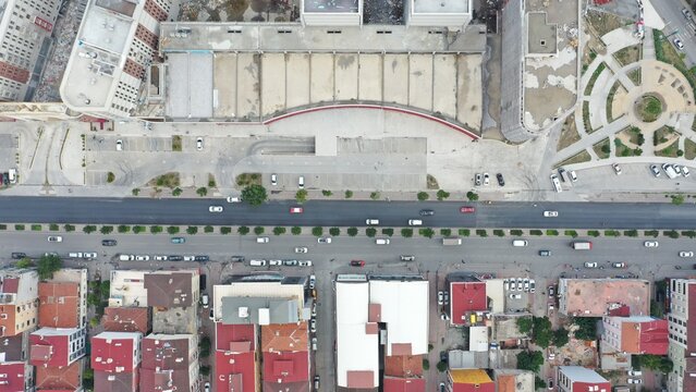 Aerial view of the bustling streets and the iconic architecture, blending old and new in a captivating urban landscape, Istanbul, &Auml;&deg;stanbul, T&Atilde;&frac14;rkiye.