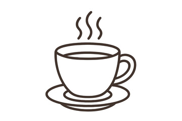 Obraz premium Coffee cup line icon. Hot drink, steaming mug vector illustration. Minimalist pictogram for cafe menu, website, app. Morning espresso or tea symbol. Isolated on white.