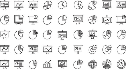 Collection of hand drawn business infographic icons and charts for presentations and reports vector