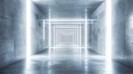 Futuristic concrete corridor