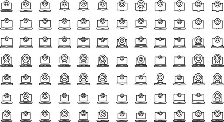 Diverse collection of modern line art icons representing technology and business concepts vector