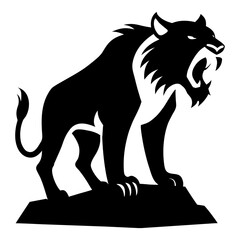 Silhouette vector art illustration of an angry panther