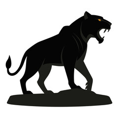 Silhouette vector art illustration of an angry panther
