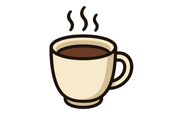 Obraz premium Minimalistic coffee cup icon, hot beverage symbol for graphics and apps, vector cartoon illustration with transparent background, simple design for user interface and branding