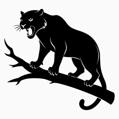 Silhouette vector art illustration of an angry panther