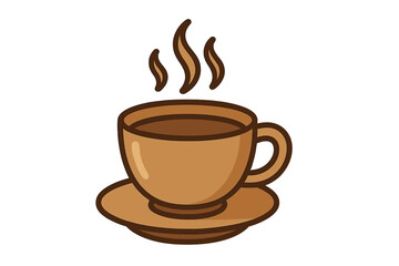 Obraz premium Minimalistic Coffee Cup Icon with Steam for Graphic Design and Apps, Vector Cartoon Illustration, Transparent Background, Simple Beverage Symbol for UI and Branding