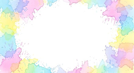 Pastel Watercolor Splashes Frame with Copyspace for Creative Projects and Designs Background, for artistic banners