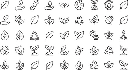 Hand drawn organic leaf icons and symbols collection for natural branding and eco-friendly design elements vector