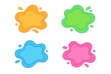 Set of colorful liquid shapes. Abstract vector banners in paper cut style. Modern fluid amoeba blobs. Cartoon splash design elements for text. Dynamic layered background.