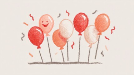 Joyful balloons celebrate a happy occasion with festive confetti, creating a vibrant and cheerful atmosphere.