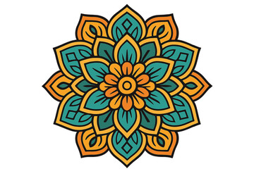Colorful mandala vector illustration. Round floral ornament. Circle flower of life. Geometric oriental ethnic pattern. Indian, arabic, asian, turkish, pakistan motif. Yoga, meditation symbol.