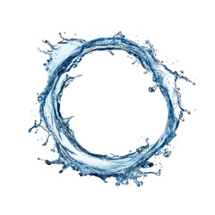 Obraz premium Circular water splash. A dynamic, swirling ring of water against a black background. The water's motion is evident in the textured, rippling surface