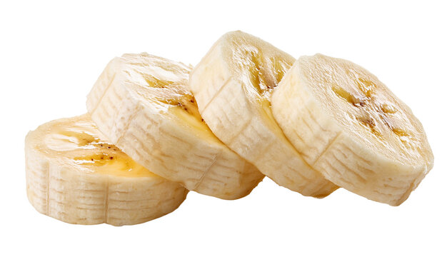 Rodaja de banano voladora en fondo