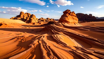 Fototapeta premium s in the desert with a blue sky and clouds