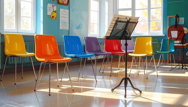 colorful chairs in a row
