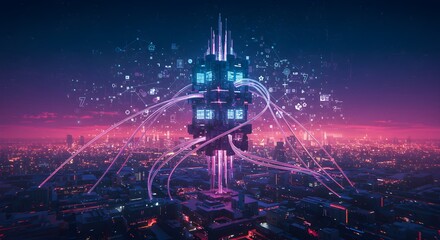 Futuristic city data network