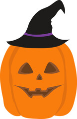 Jack-O-Lantern with Witch Hat Illustration