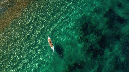 person paddleboarding clear teal water