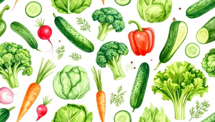 Vibrant vegetables pattern, fresh and healthy
