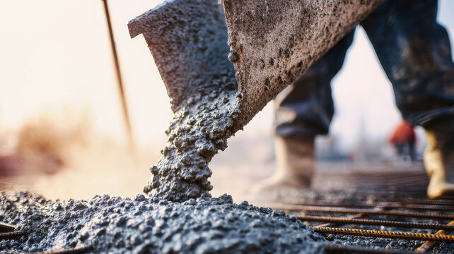 Concrete pouring technique showcases skillful craftsmanship at a