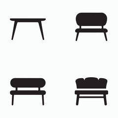 Dining bench bold stylish furniture icons set