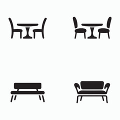 Fototapeta premium Dining bench trendy household furniture icons set