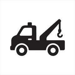 Tow Truck silhouette vector with white background
