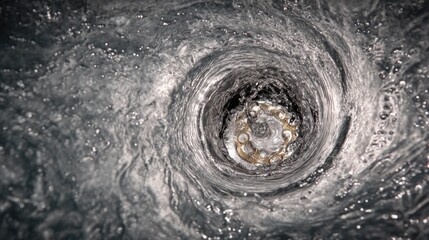 Whirlpool's Eye: A captivating close-up of water converging, showcasing the mesmerizing power and captivating beauty of a whirlpool.