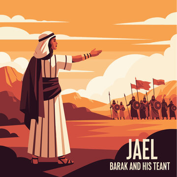 Jael calling to Barak and his men, bible story
