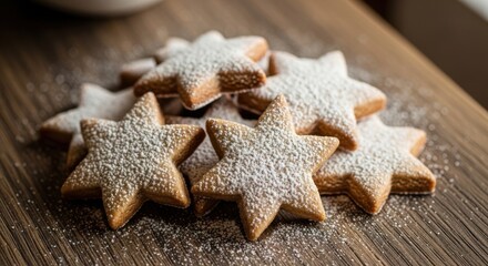 Delicious Star Shaped Cookies Dusted with Powdered Sugar