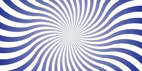 Dynamic Blue and White Swirling Sunburst Pattern Background With Concentric Wavy Rays Radiating From Center