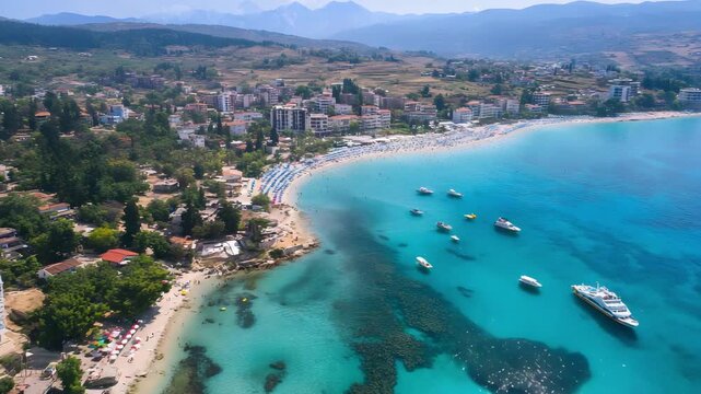 The stunning Albanian Riviera, featuring turquoise waters and beautiful beaches like Ksamil and Dhermi