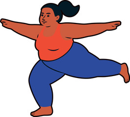 Plus size Woman in Warrior Yoga Pose