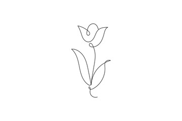 Grass and flowers abstract single line drawing isolated vector illustration
