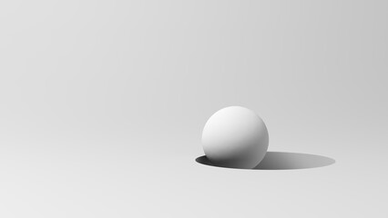 Sphere falling down into the hole. Isolated. Copy space. 3d illustration.
