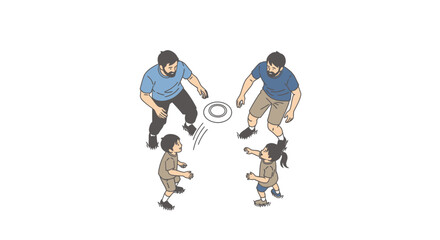 Fototapeta premium family frisbee fun joyful summer day, isolated on transparent background