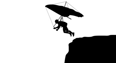 hang gliding silhouette a thrilling leap of faith, isolated on transparent background