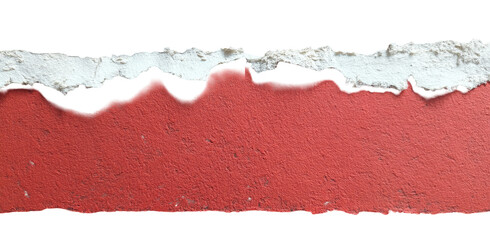 Torn strip of red paper with white edges