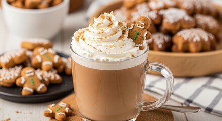 Cozy Gingerbread Hot Chocolate with Whipped Cream and Cookies