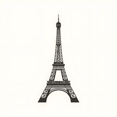 Obraz premium A stylized black-and-white illustration of the Eiffel Tower, a landmark of Paris