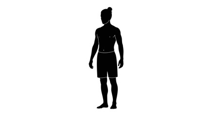 Fototapeta premium silhouette of a man poised, powerful, and ready, isolated on transparent background