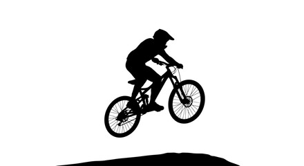 Fototapeta premium silhouette of a mountain biker in flight adrenaline and freedom, isolated on transparent background