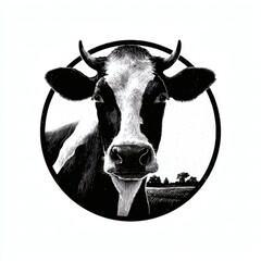 holstein cow portrait stylized vector symbol