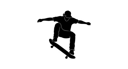 Obraz premium street style skateboarder silhouette dynamic air pose, isolated on transparent background