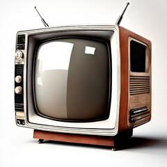 A funny old TV with space for text on a light background.