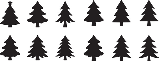 Fototapeta premium Christmas Tree Silhouette Vector Collection